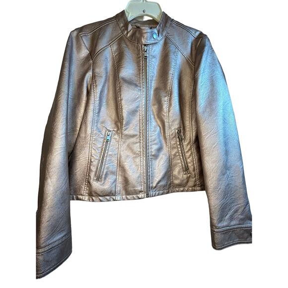 Baccini Rose Gold Faux Leather Metallic Jacket - PL - Picture 2 of 13